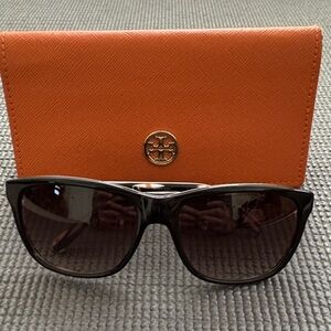 Tory Burch Black Sunglasses with Orange Logo Case